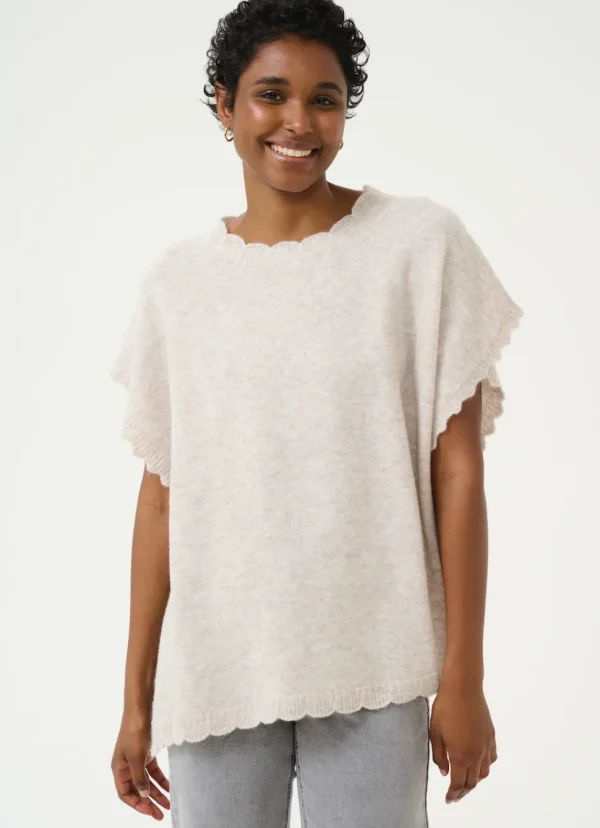 Dammi Knit Poncho in String Melange