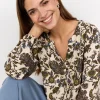 Nine 1 Print Blouse in Dark Green