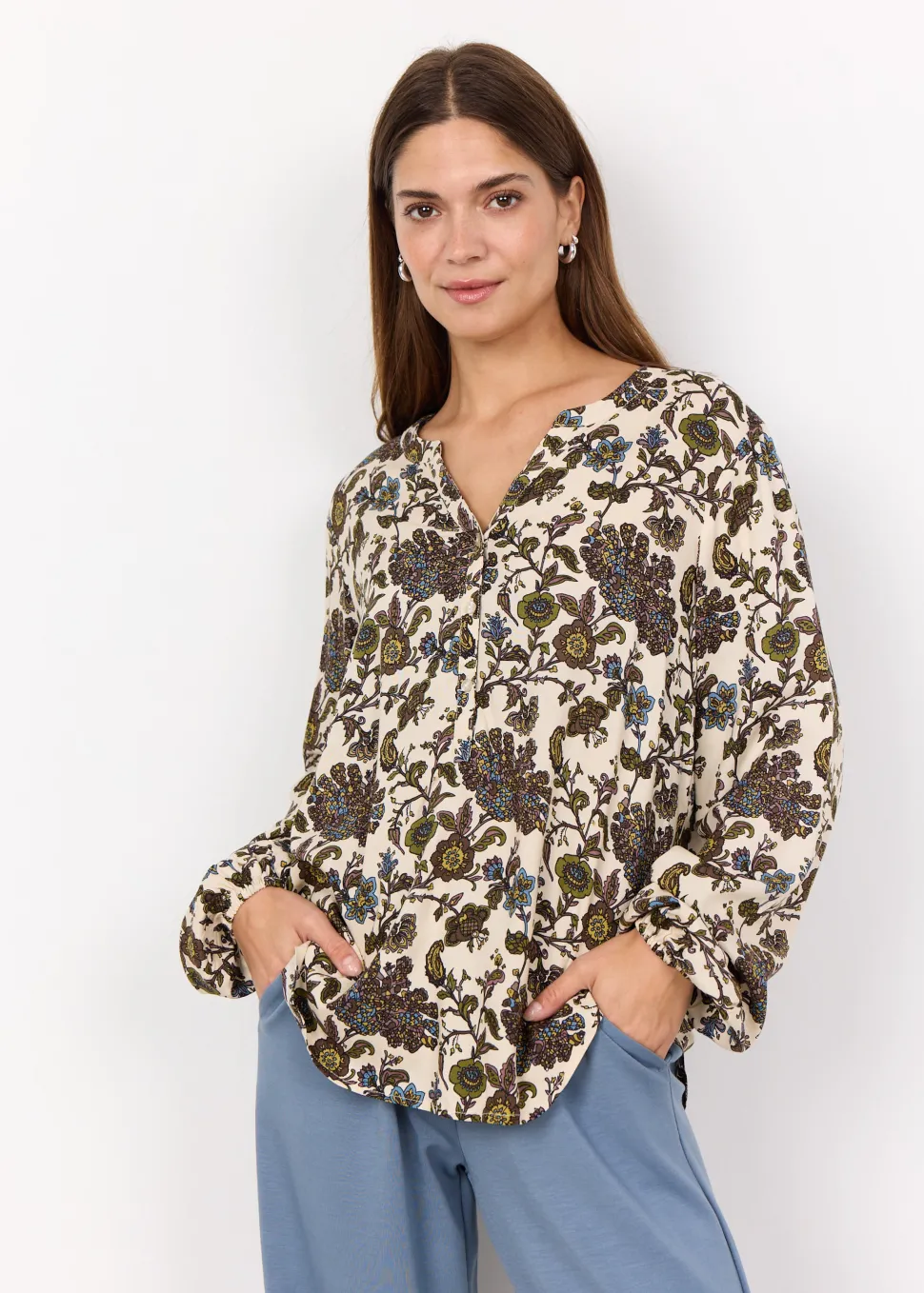 nine__print_blouse_in_dar_1.webp Nine 1 Print Blouse in Dark Green
