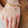Padlock Heart Elasticated Plated Bracelet