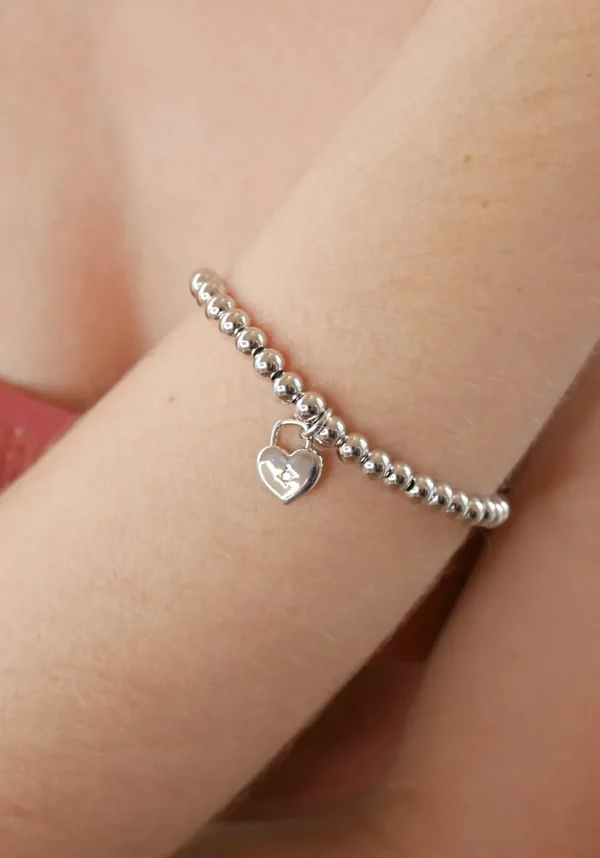 Padlock Heart Elasticated Plated Bracelet