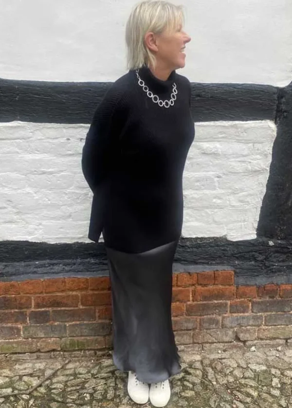 Satin Bias Cut Midi Skirt