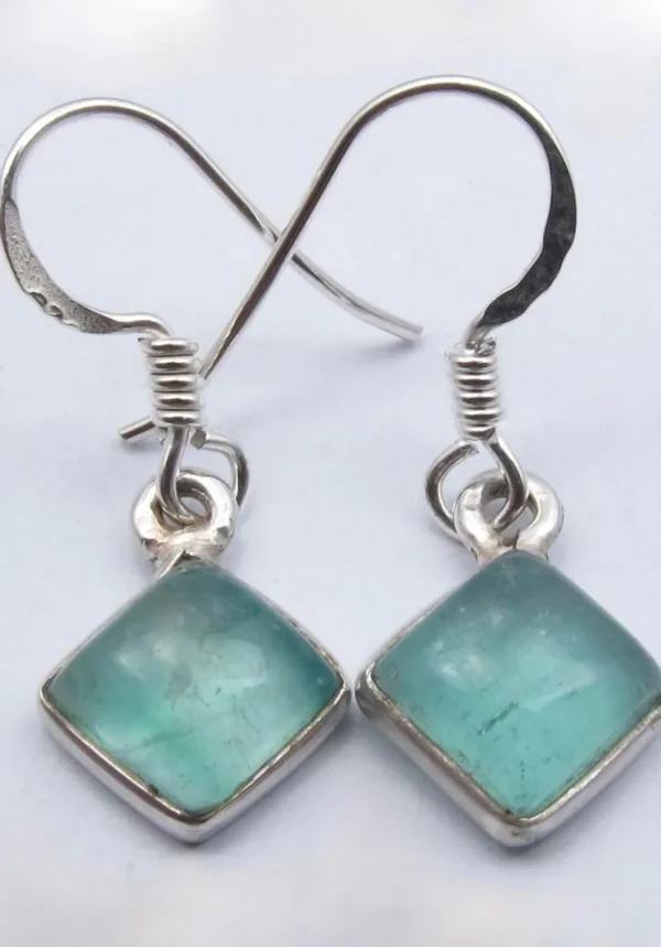 Solid Silver Apatite Diamond Shaped Drop Earrings