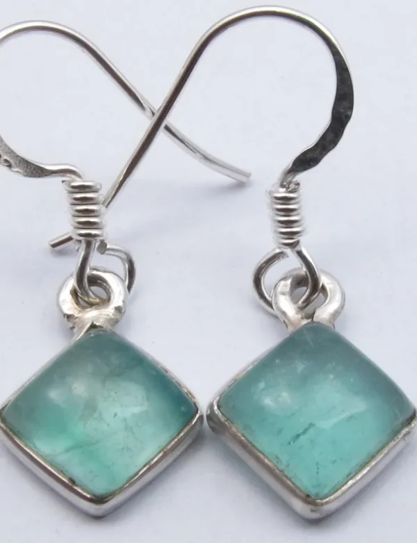 Solid Silver Apatite Diamond Shaped Drop Earrings