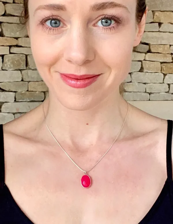 Solid Silver Chalcedony Hot Pink Pendant