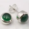 Solid Silver Green Onyx Stud Earrings
