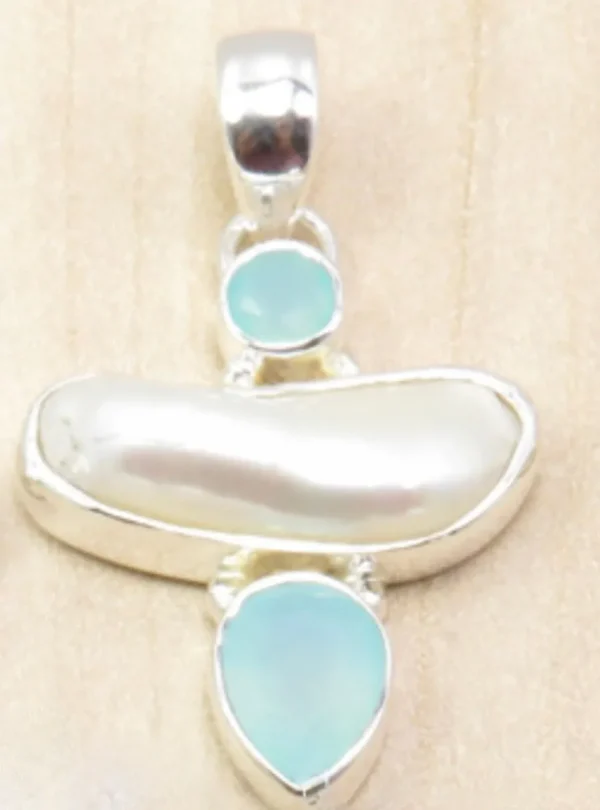 Solid Silver Handmade Biwa Pearl Pendants