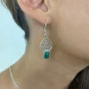 Solid Silver Malachite Moroccan Style Drop Earrings