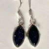 Solid Silver Marquise Shaped Blue Goldstone Drop Earrings