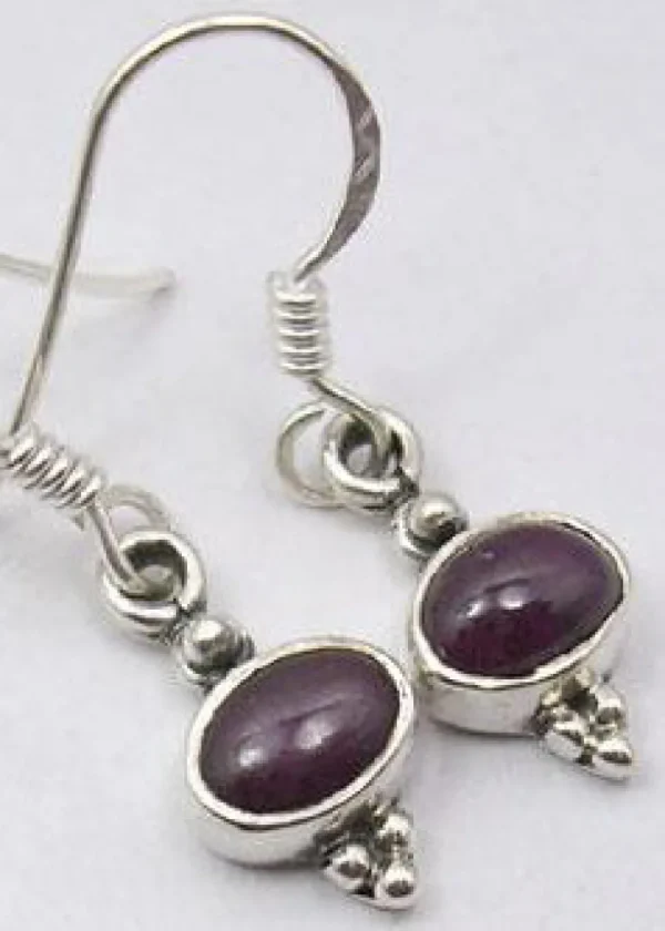 Solid Silver Ruby Circle Drop Earrings