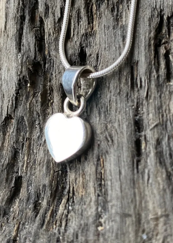 Solid Silver Simple Heart Pendant and Chain