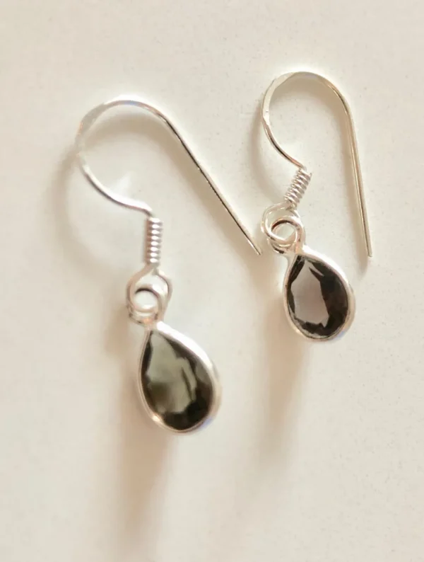 Solid Silver Smoky Quartz Tear Drop Earrings