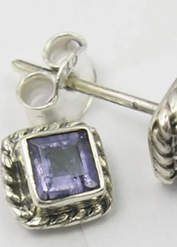 Solid Silver Square Stud Earrings