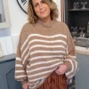Stripe Chunky Crew Neck Knit