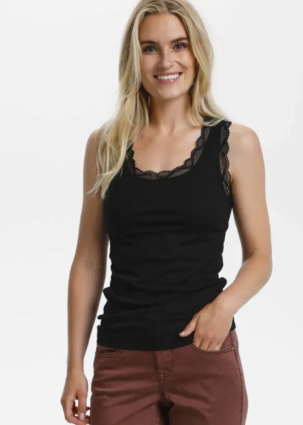 Vanessa Vest Top in Pitch Black